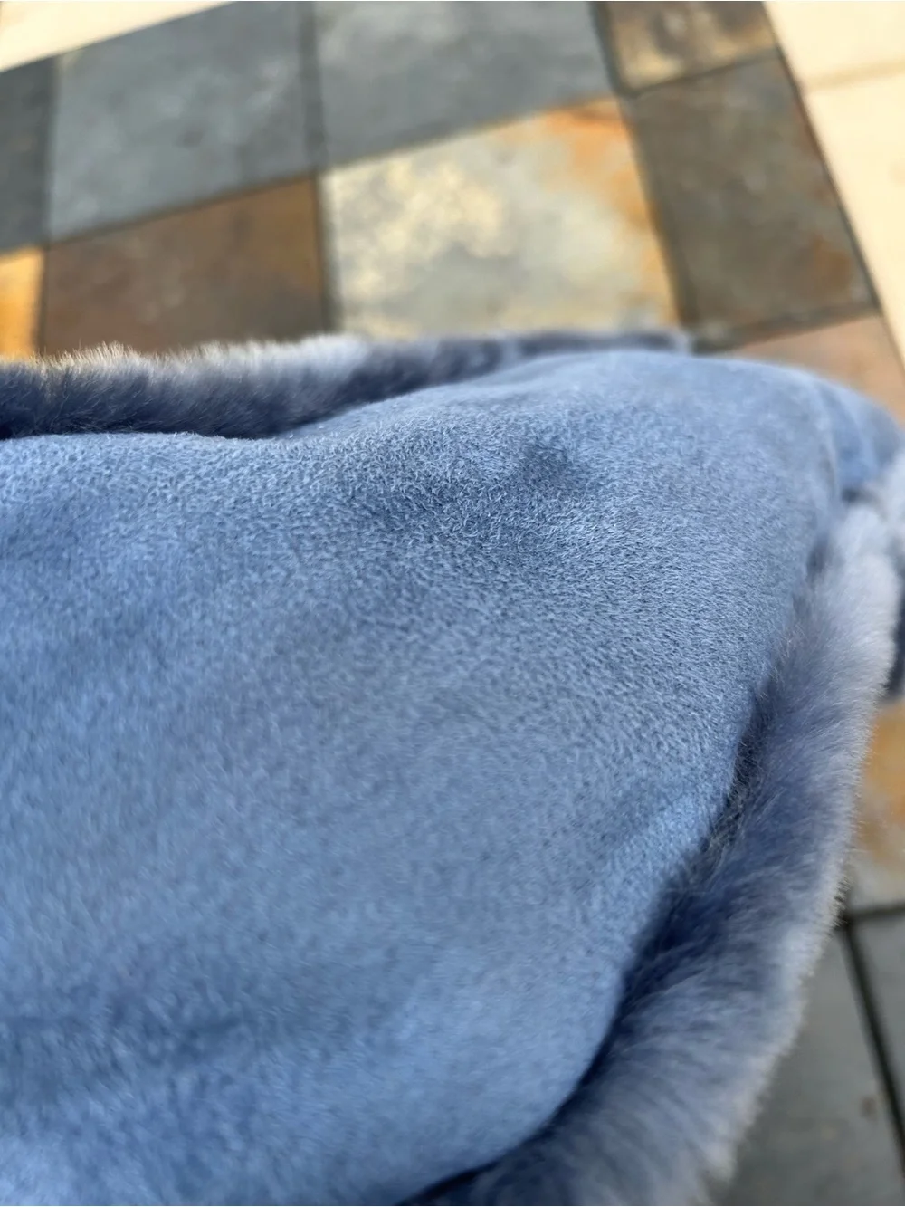 Blue Faux-Suede Tote Bag with Fur Trim Liz Clairborne